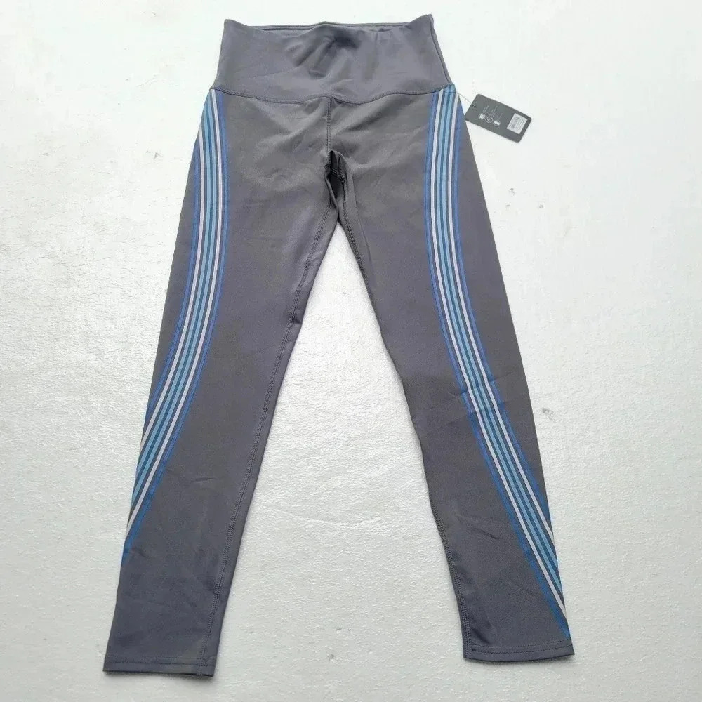 BSP Women Athletic Ankle Leggings Black Gray Blue capri Yoga sz M